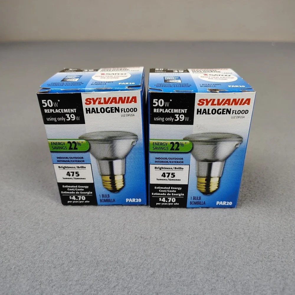 Sylvania 50 Watt Par 20 Flood Light Bulb 30⁰ Angle 475 Lumens Warm Lot Of 2 New